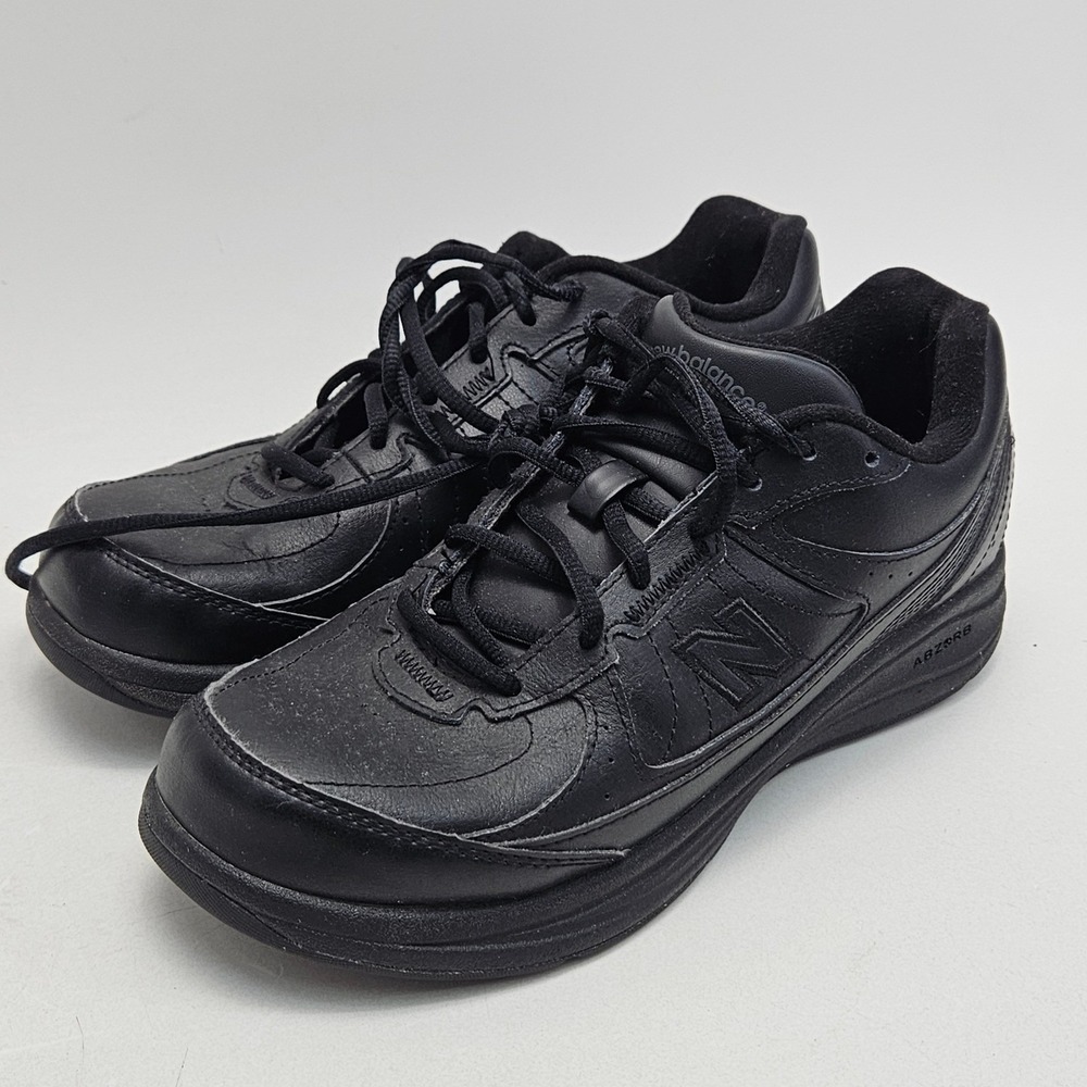 New Balance 577 Walking Shoe Mens 7 Black Leather Wide 2E MW577BK ABZORB Sneaker